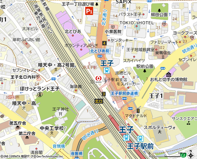 王子駅前支店付近の地図